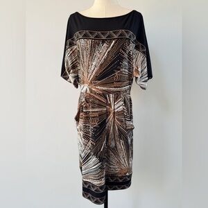 BCBGMaxAzria Nubuck Sheath Brown Cocktail Dress with Dolman Sleeves Size Large